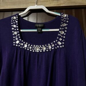 Lane Bryant Deep Purple Gem-Studded Blouse